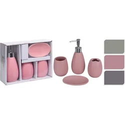 Excellent Houseware Kúpeľňová súprava PASTEL 4 ks, ružová