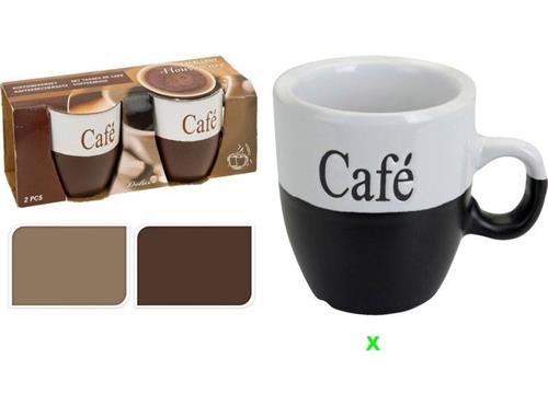 Excellent Houseware Šálek na kávu  kamenina, sada 2 ks, 150 ml, černá
