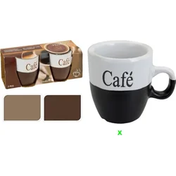 Excellent Houseware Šálka na kávu z kameniny, sada 2 ks, 150 ml, čierna
