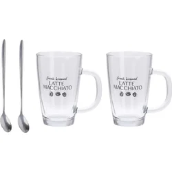Excellent Houseware Sklenice na Latte Macchiato se lžičkou, sada 4 ks, 300 ml