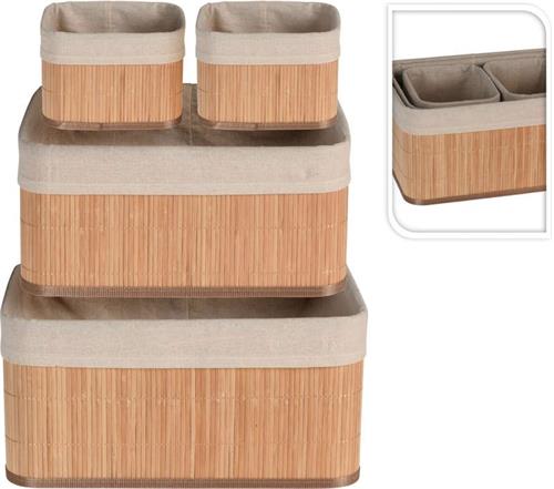Excellent Houseware Úložné košíky sada 4 ks bambus, přírodní