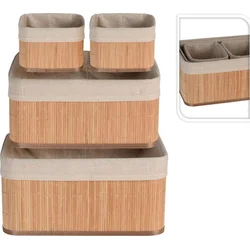 Excellent Houseware Úložné košíky sada 4 ks bambus, přírodní