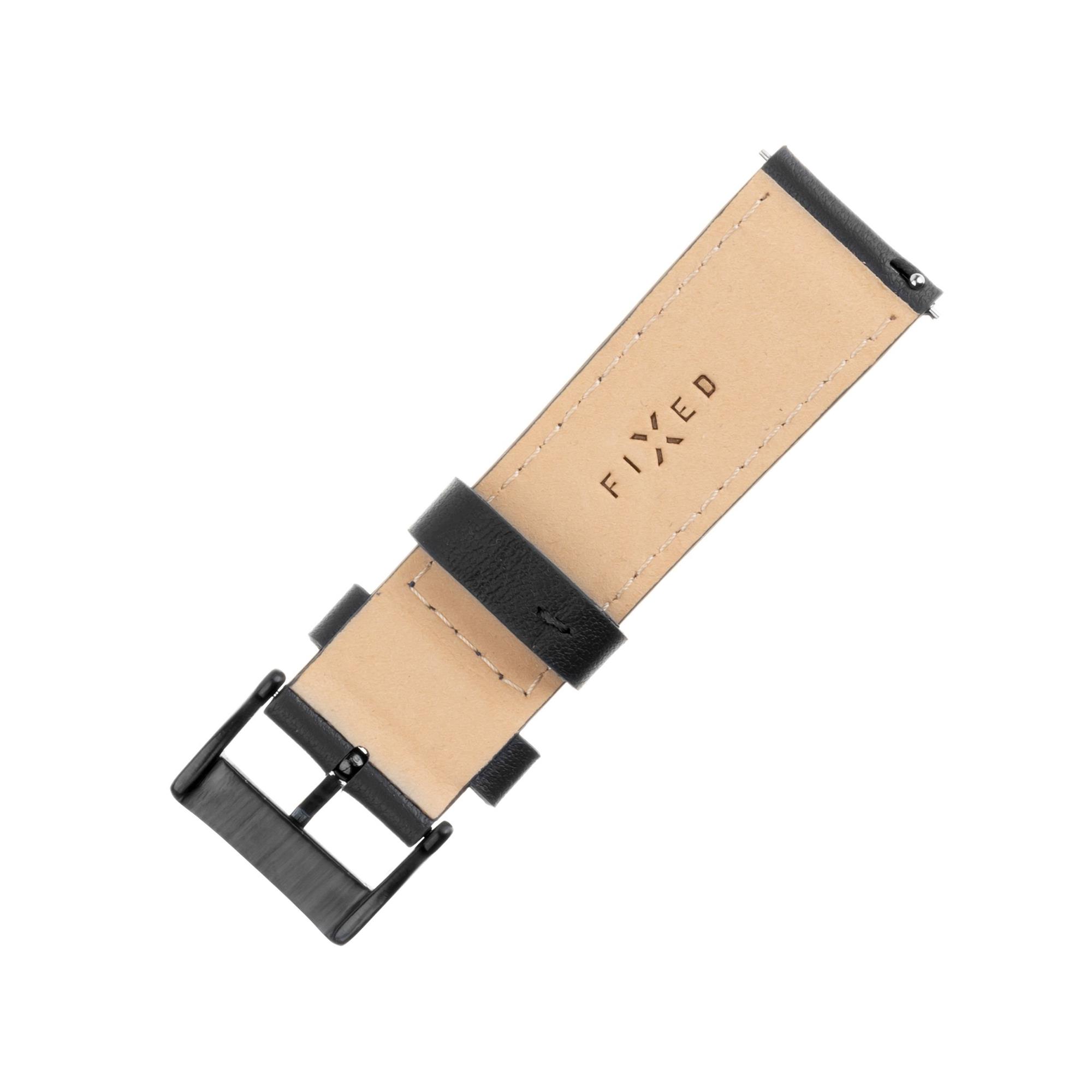 Fixed Leather Strap so šírkou 22mm pre smartwatch, čierny FIXLST-22MM-BK