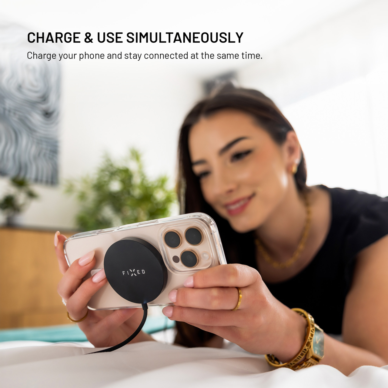 FIXED MagPad Slim s Qi2 čierny