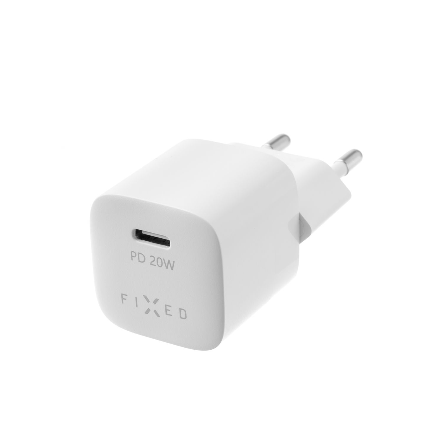 FIXED Mini sieťová nabíjačka s výstupom USB-C a káblom USB-C/Lightning, podpora PD, 1 meter, MFI, 20 W, biela