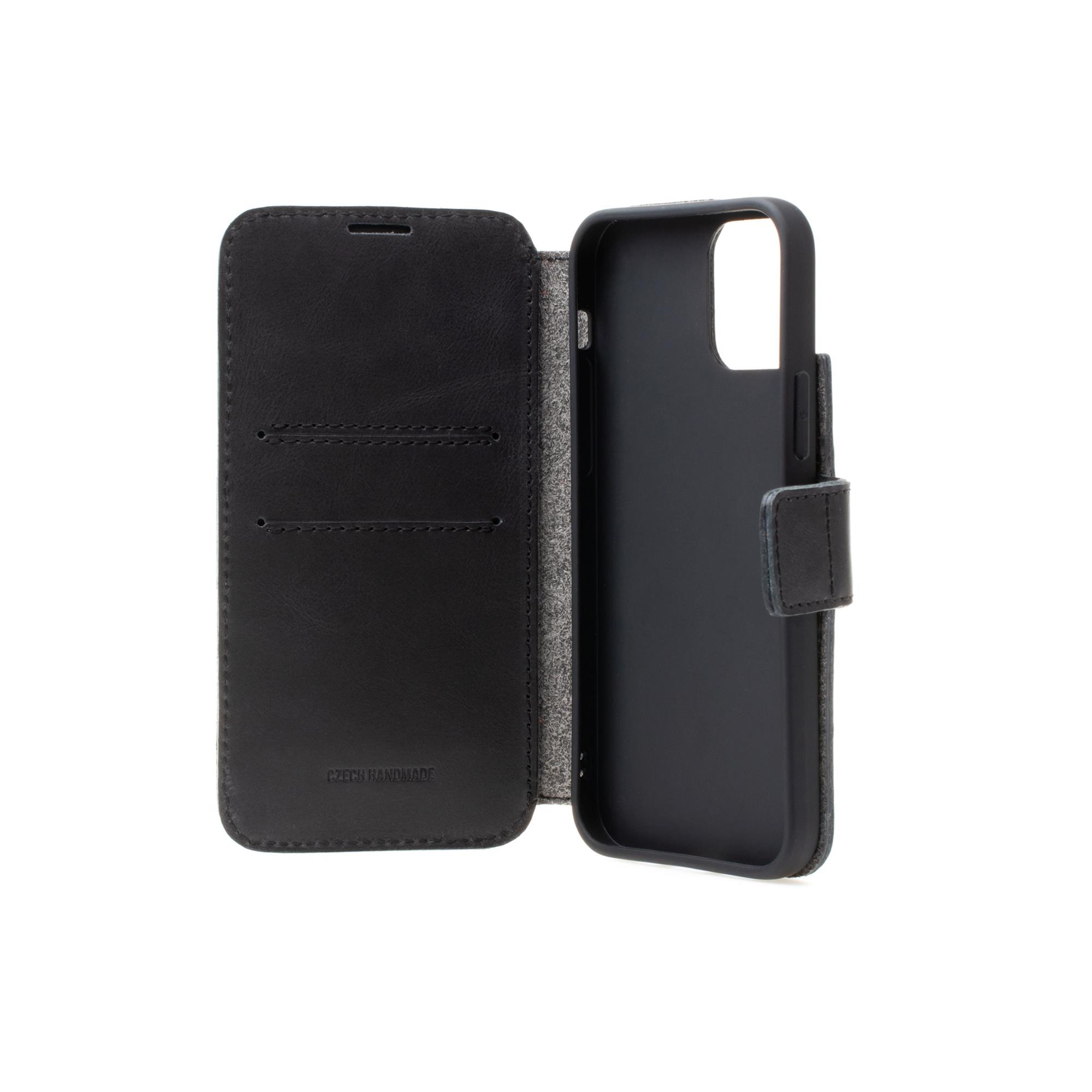 FIXED ProFit kožené puzdro typu kniha pre Apple iPhone 14 Pro, čierne