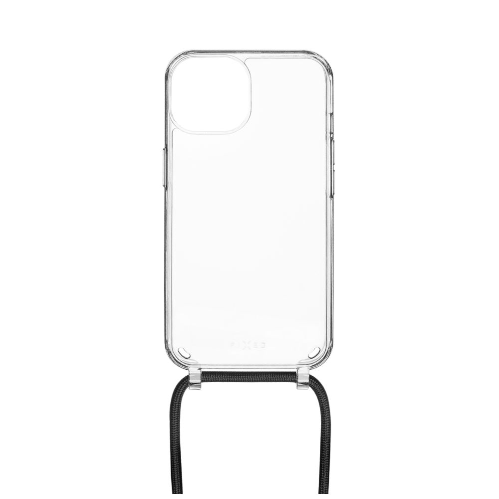 FIXED Pure Neck puzdro s čiernou šnúrkou pre Apple iPhone 15 Plus