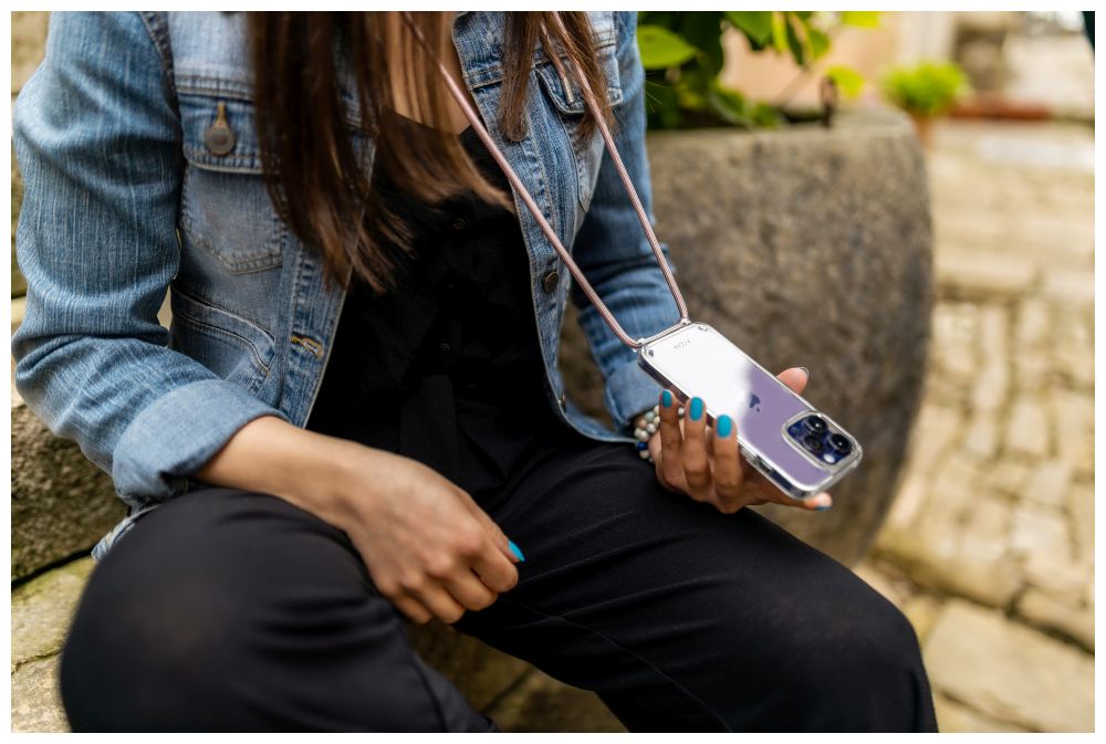 FIXED Pure Neck puzdro s ružovou šnúrkou pre Apple iPhone 15 Pro