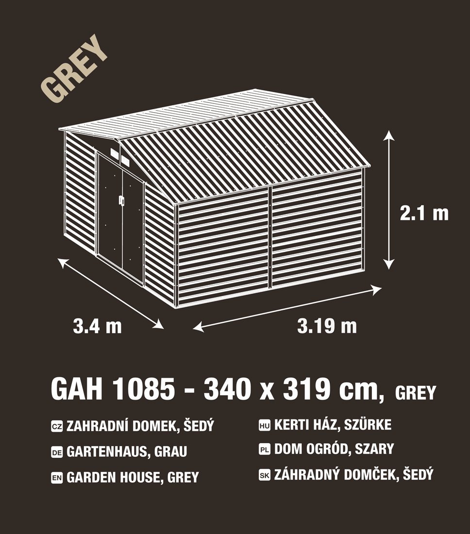 G21 GAH 1085, Záhradný domček 340 x 319 cm, sivý