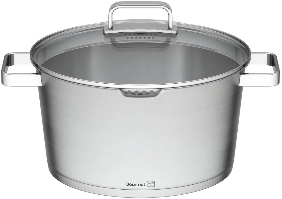 G21 Hrniec Gourmet Magic s cedníkom 28 cm s pokrievkou, nerez G21-002N