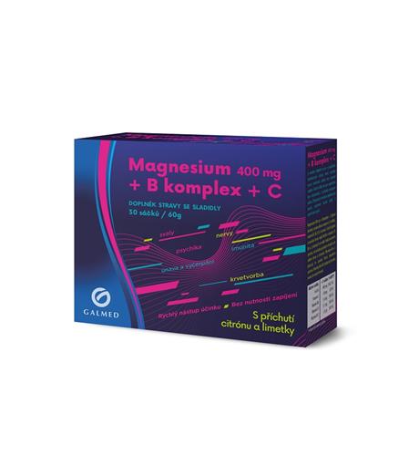 GALMED Magnesium 400mg + B komplex + Vitamin C, 30 sáčků
