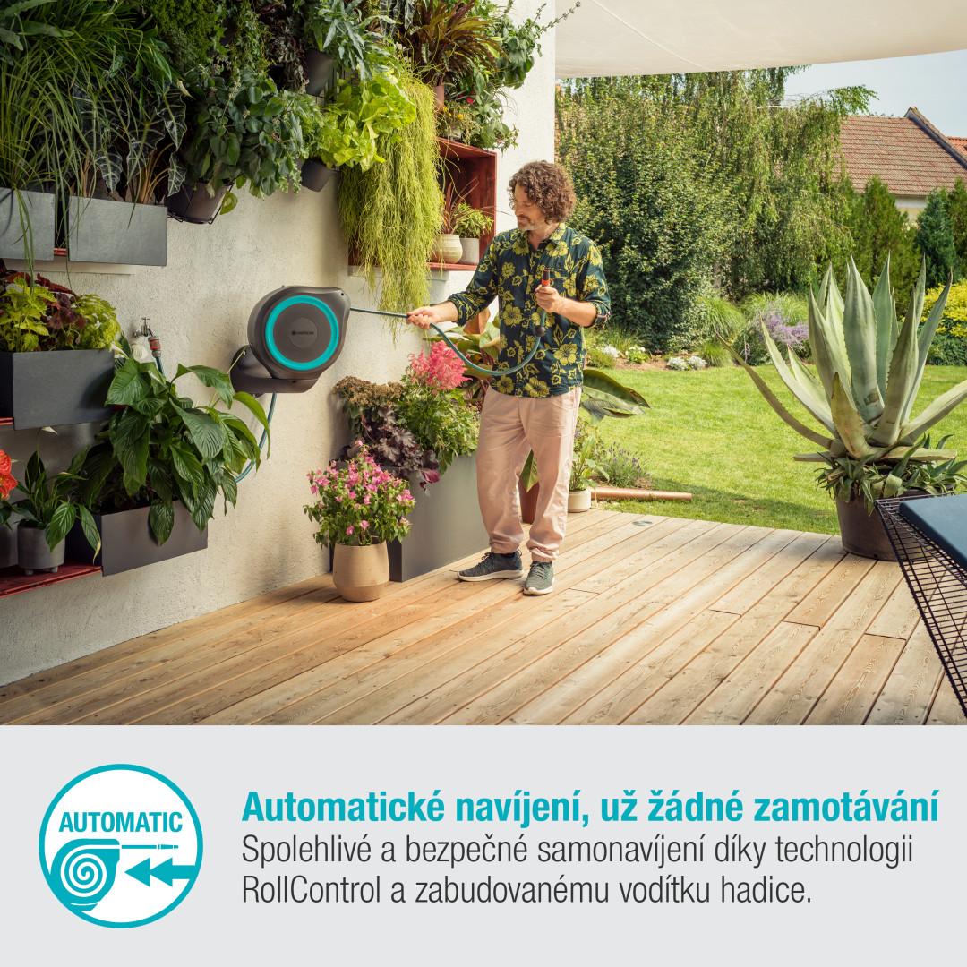 Gardena 18610-20 nástenný box na hadicu RollUp M tyrkysová