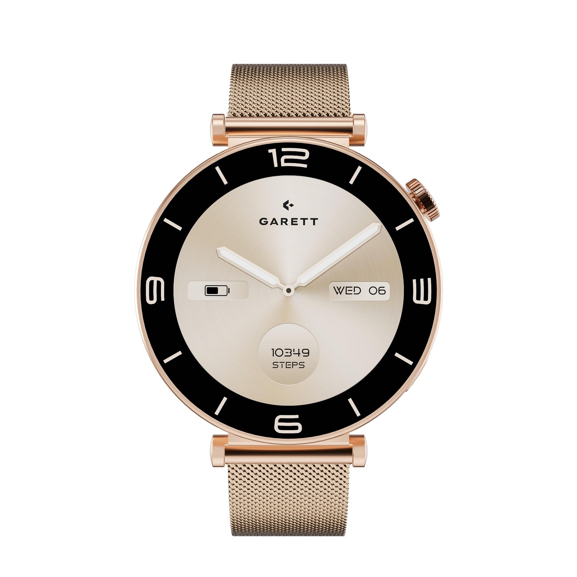 Garett Smartwatch ROSE gold, Mesh steel