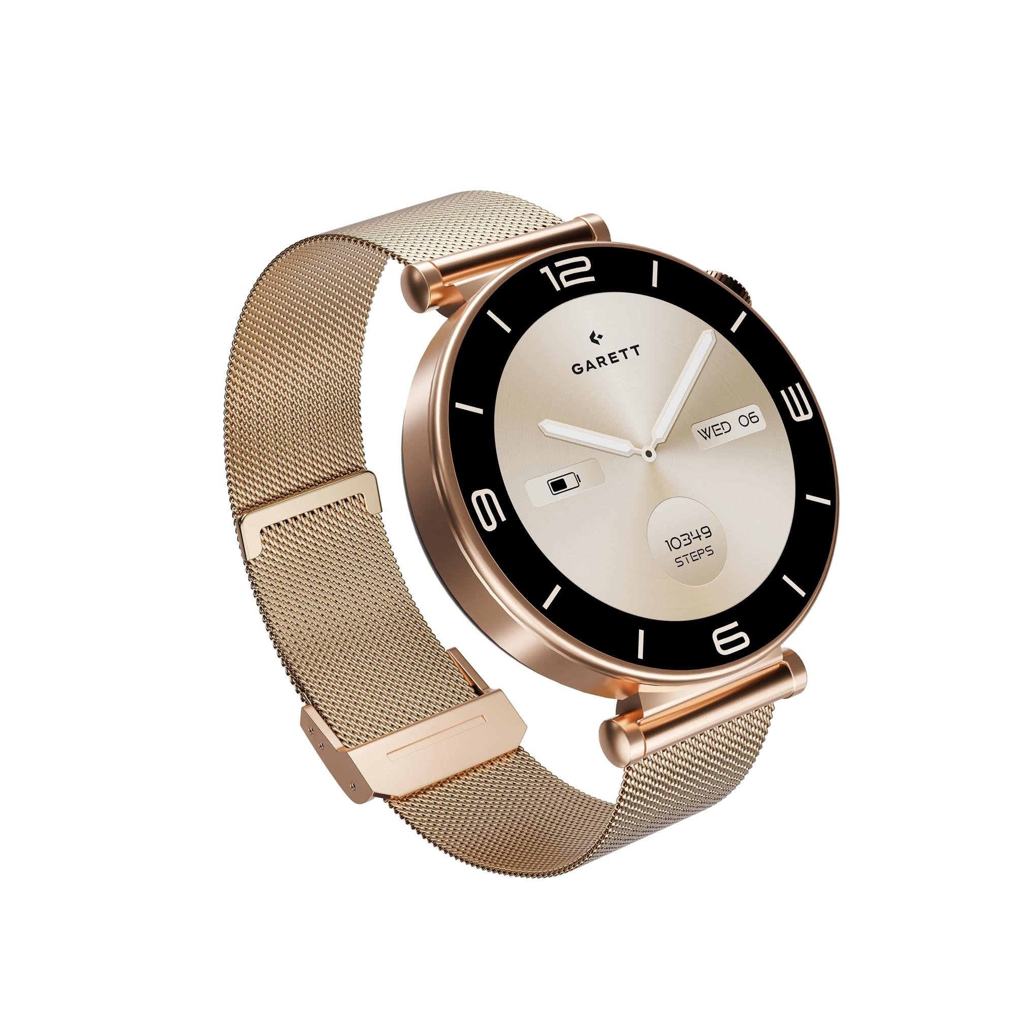 Garett Smartwatch ROSE gold, Mesh steel