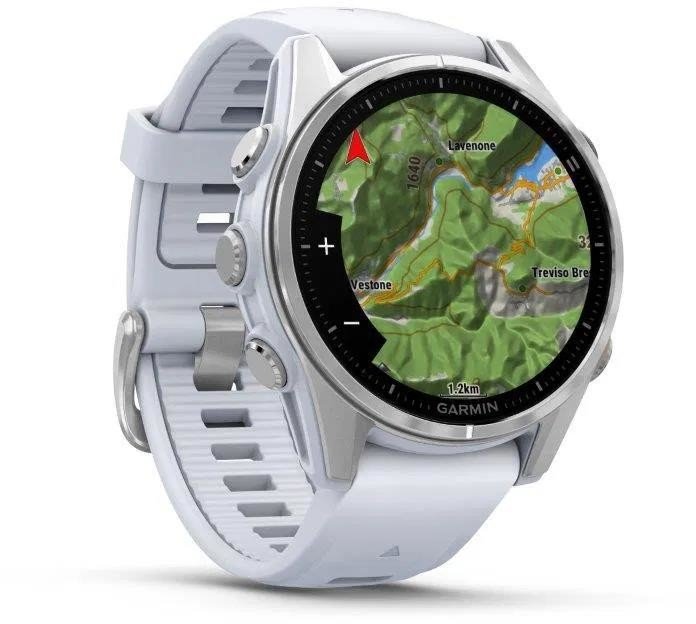 Garmin fenix 8 – 43 mm, AMOLED, SIlver/Whitestone, silikonový řemínek