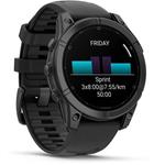 Garmin fenix® E - 47 mm, AMOLED, bridlicovo sivá oceľ, čierny silikónový remienok