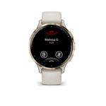 Garmin Venu 3S, Nerezová luneta Soft Gold, pouzdro Ivory, silikonový řemínek