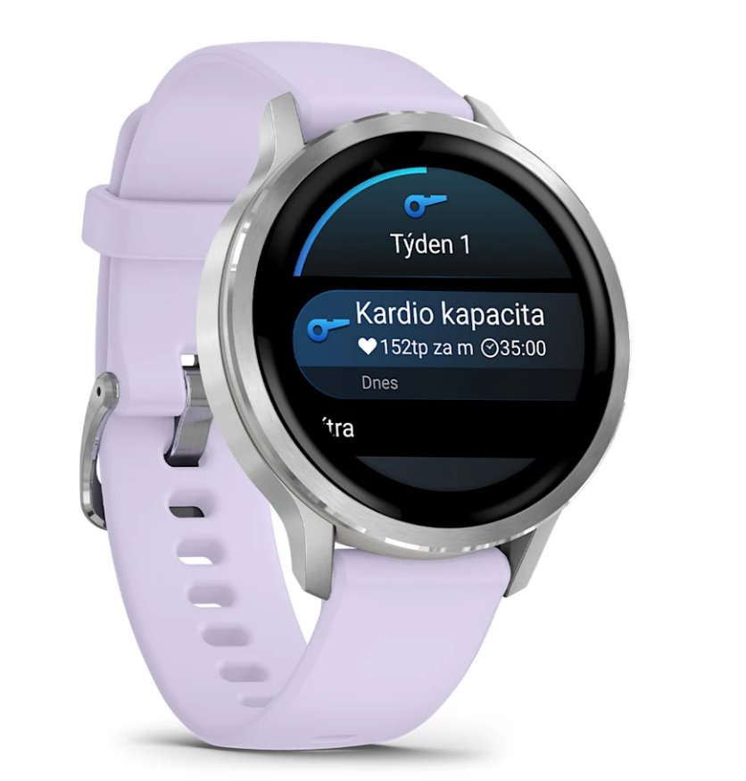 Garmin Venu 4 41mm, Silver / Periwinkle silikonový řemínek