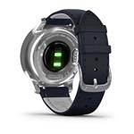Garmin vivomove® Luxe, Silver s tmavě modrým italským koženým páskem