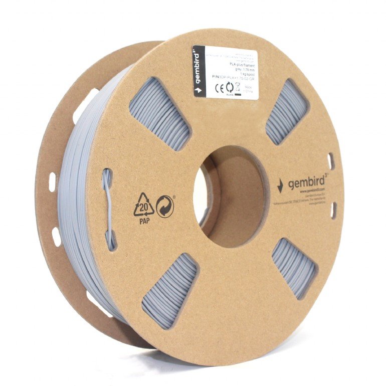 Gembird filament PLA-PLUS 1.75mm 1kg, sivá 3DP-PLA+1.75-02-GR