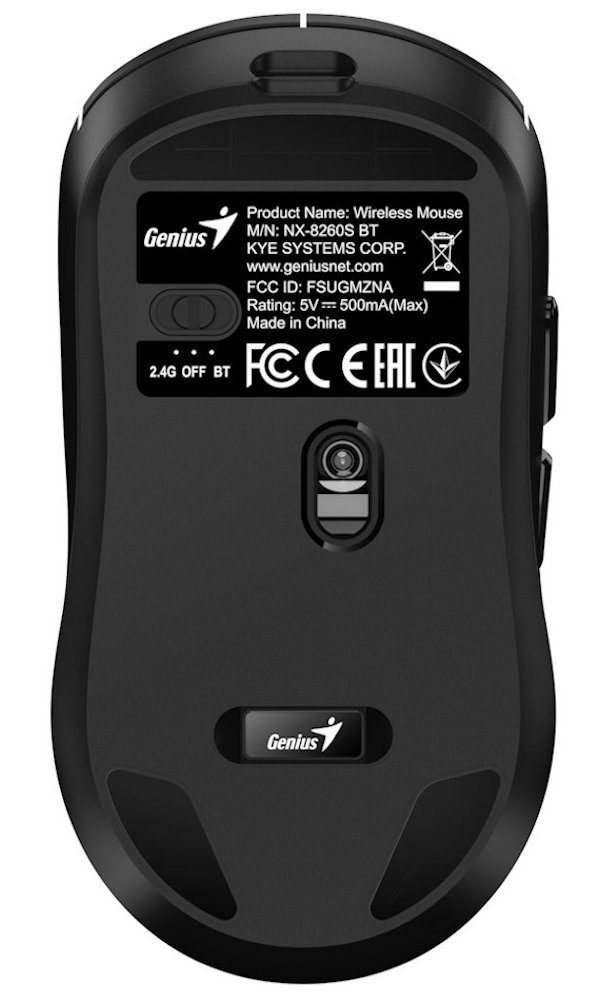 GENIUS NX-8260S BT Black/ 2400 dpi/ bezdrátová/ duální BT+2,4GHz/ tichá/ rychlé nabíjení/ ultralehká/ Copilot/ černá