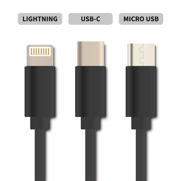 Geti kábel GCU 01 USB 3v1 čierny samonavíjací