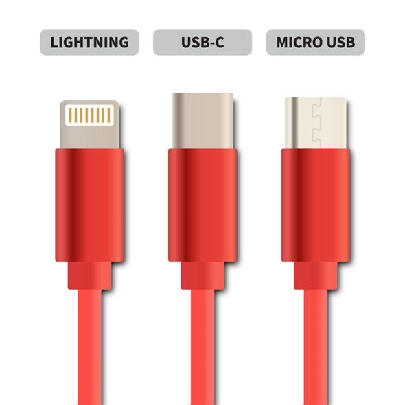 Geti kábel GCU 02 USB 3v1 červený samonavíjací
