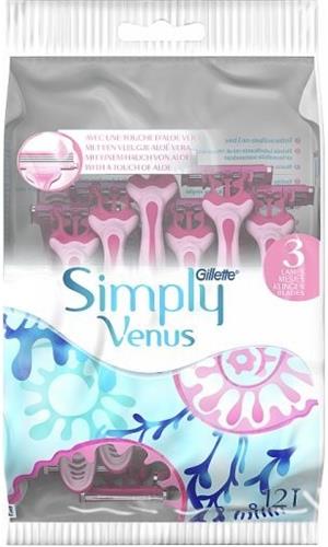 Gillette Simply Venus3 Plus Yellow Jednorázová holítka, 12 ks