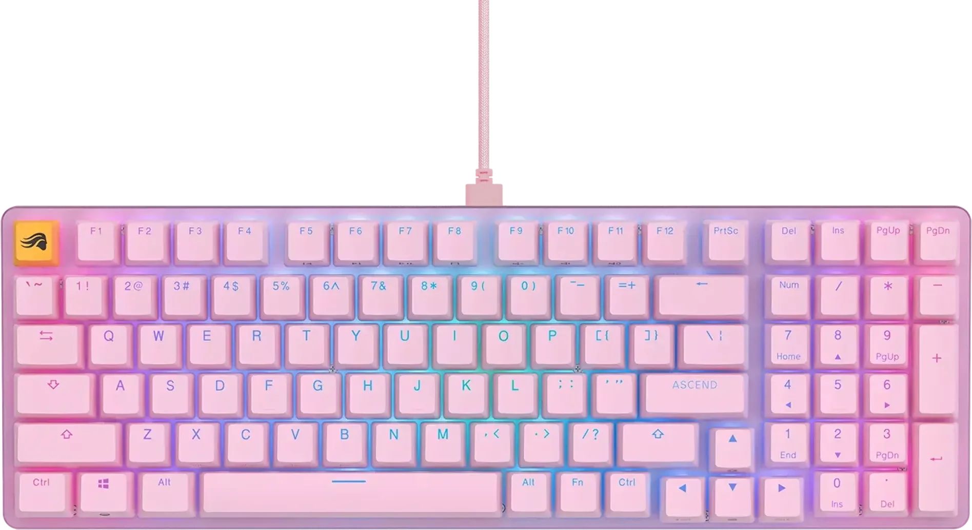 Glorious GMMK 2 Full-Size Gaming Keyboard - Fox Switche, ANSI Layout, Pink