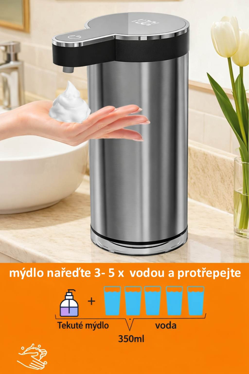 GLOX FST01S - Bezdotykový dávkovač pěnového mýdla nerezový