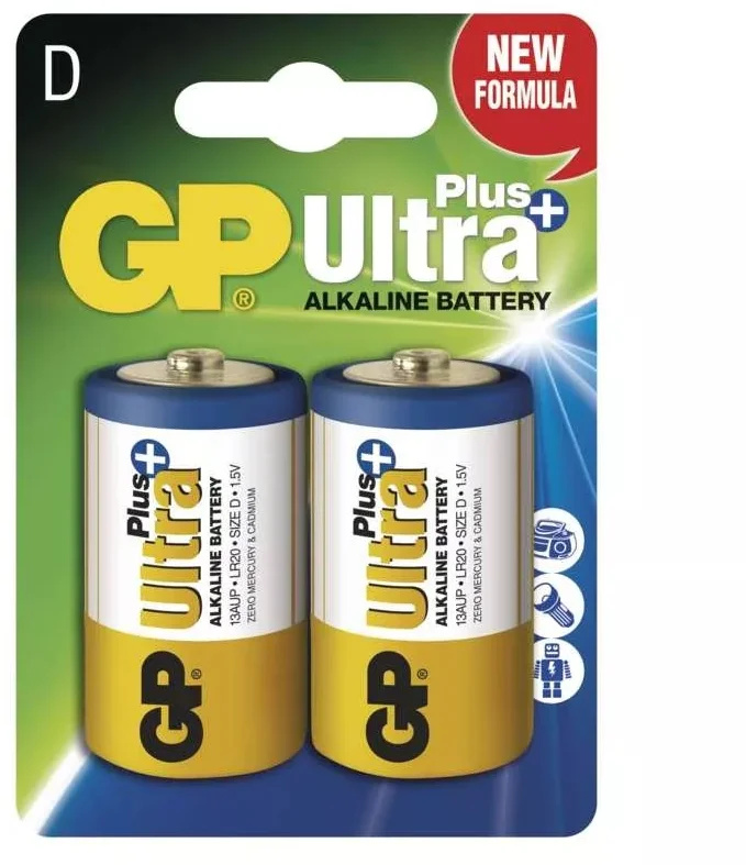 GP Ultra Plus Alkaline R20 (D, velké mono) blister, 2 kusy