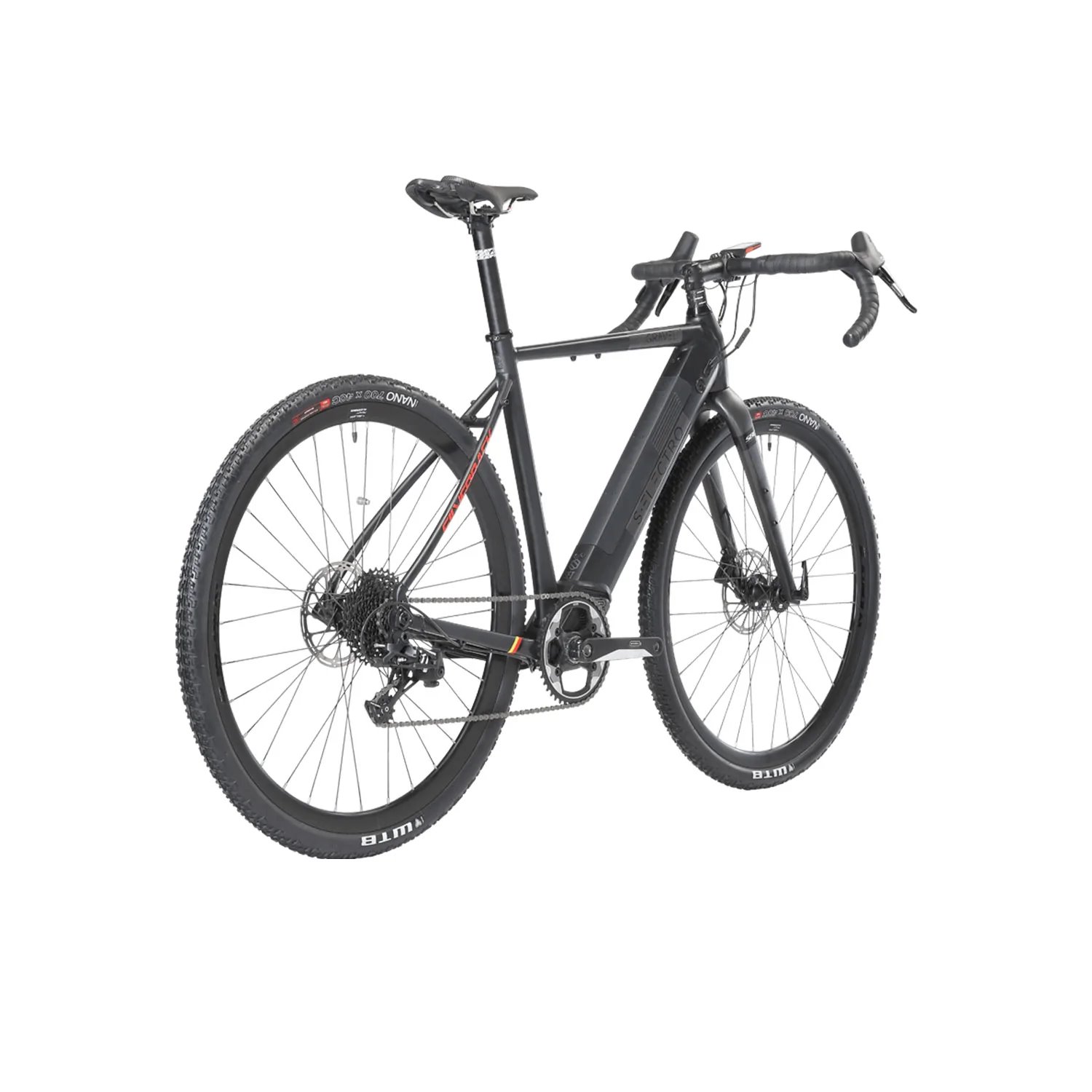 Gravel e-bike SILVERBACK S-Electro GR - 21"/L - Matt Black/Gloss Metallic Charcoal/Hot Red