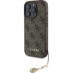 Guess 4G Charm Zadní Kryt pro iPhone 16 Pro Tone on Tone Brown