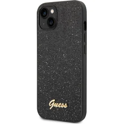 Guess PC/TPU Glitter Flakes Metal Logo Zadný kryt pre iPhone 14 Black