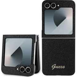 Guess PC/TPU Glitter Flakes Metal Logo Zadný kryt pre Samsung Galaxy Z Flip 6 Black