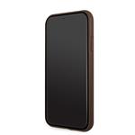 Guess PU 4G Kovový zadný kryt s logom pre iPhone 11 Brown