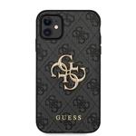 Guess PU 4G Kovový zadný kryt s logom pre iPhone 11 Grey