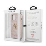 Guess PU 4G Kovový zadný kryt s logom pre iPhone 12 Pro Max Pink