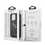 Guess PU 4G Kovový zadný kryt s logom pre iPhone 13 Pro Max Grey