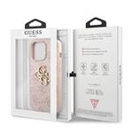 Guess PU 4G Kovový zadný kryt s logom pre iPhone 13 Pro Pink