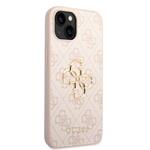Guess PU 4G Kovový zadný kryt s logom pre iPhone 14 Pink