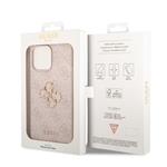 Guess PU 4G Kovový zadný kryt s logom pre iPhone 14 Pro Max Pink