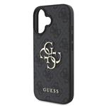 Guess PU 4G Kovový zadný kryt s logom pre iPhone 16 Grey
