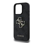 Guess PU 4G Kovový zadný kryt s logom pre iPhone 16 Pro Grey
