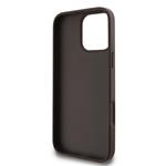 Guess PU 4G Kovový zadný kryt s logom pre iPhone 16 Pro Max Brown