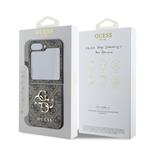 Guess PU 4G Kovový zadný kryt s logom pre Samsung Galaxy Z Flip 6 Brown