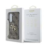 Guess PU 4G Kovový zadný kryt s logom pre Samsung Galaxy Z Fold 6 Brown