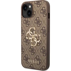 Guess PU 4G Metal Logo Zadní Kryt pro iPhone 14 Brown