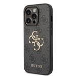 Guess PU 4G Metal Logo Zadní Kryt pro iPhone 15 Pro Grey