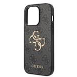 Guess PU 4G Metal Logo Zadní Kryt pro iPhone 15 Pro Max Grey